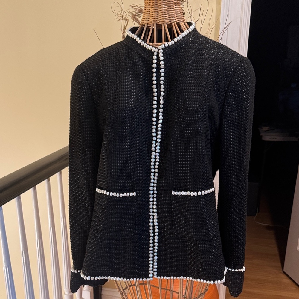 Dd Collection Saleblack Jacket With Real Water Pearls